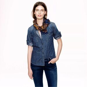 J.Crew Women's “Keeper” Denim Chambray Shirt in Star Dot Size 6